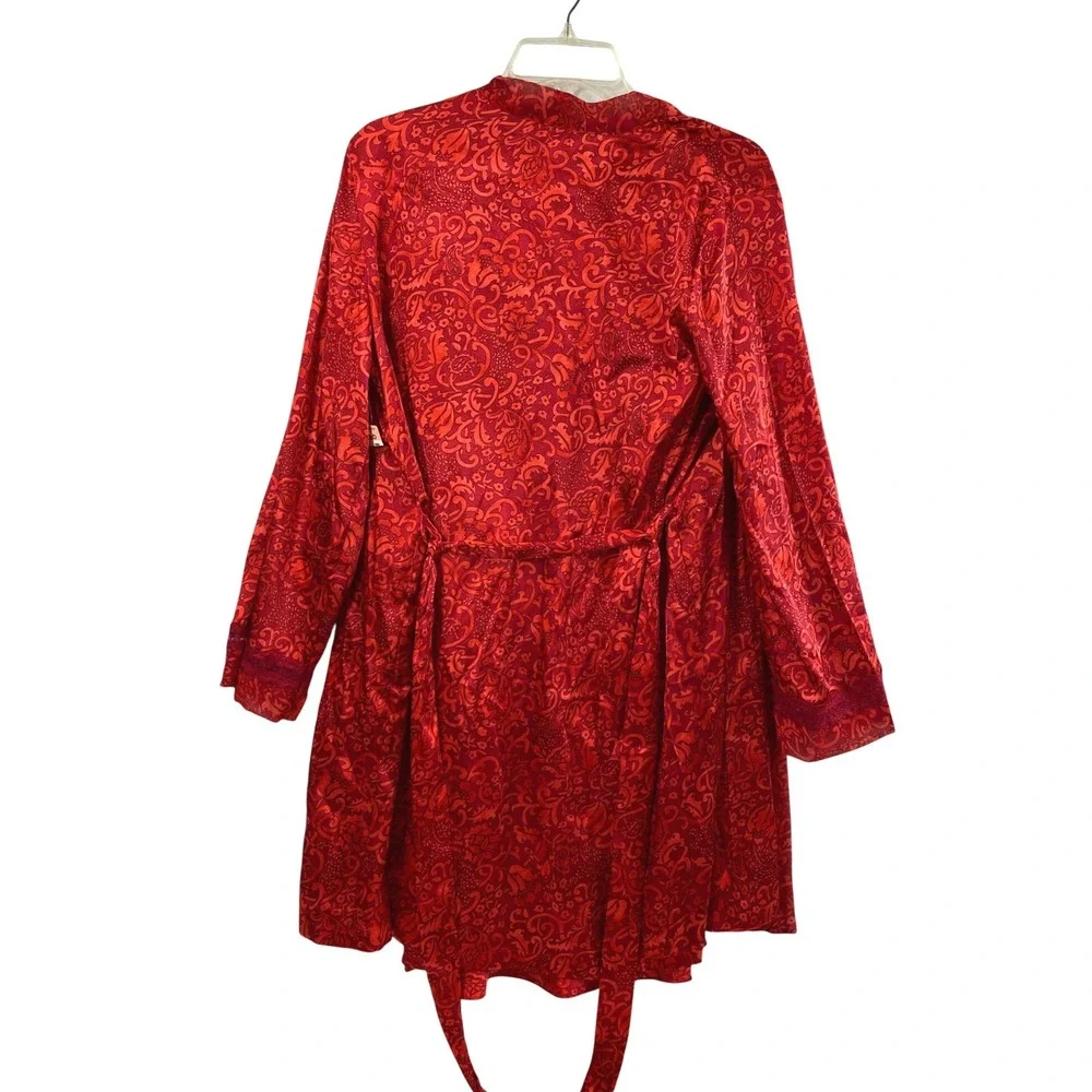 Delicates‎ Satin Robe and Chemise Nightgown Womens Small Red Lingerie Romantic